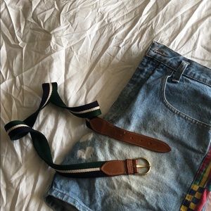 Multicolored Leather Gold Buckle Belt